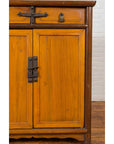 Chinese Antique Elm Two-Toned Cabinet with Cut Bronze Hardware and Yellow Patina-4. Asian & Chinese Furniture, Art, Antiques, Vintage Home Décor for sale at FEA Home