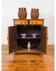 Chinese Antique Elm Two-Toned Cabinet with Cut Bronze Hardware and Yellow Patina-13. Asian & Chinese Furniture, Art, Antiques, Vintage Home Décor for sale at FEA Home