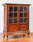 Dutch Colonial Antique Lacquered Wood Cabinet with Glass Doors and Cabriole Legs-2. Asian & Chinese Furniture, Art, Antiques, Vintage Home Décor for sale at FEA Home