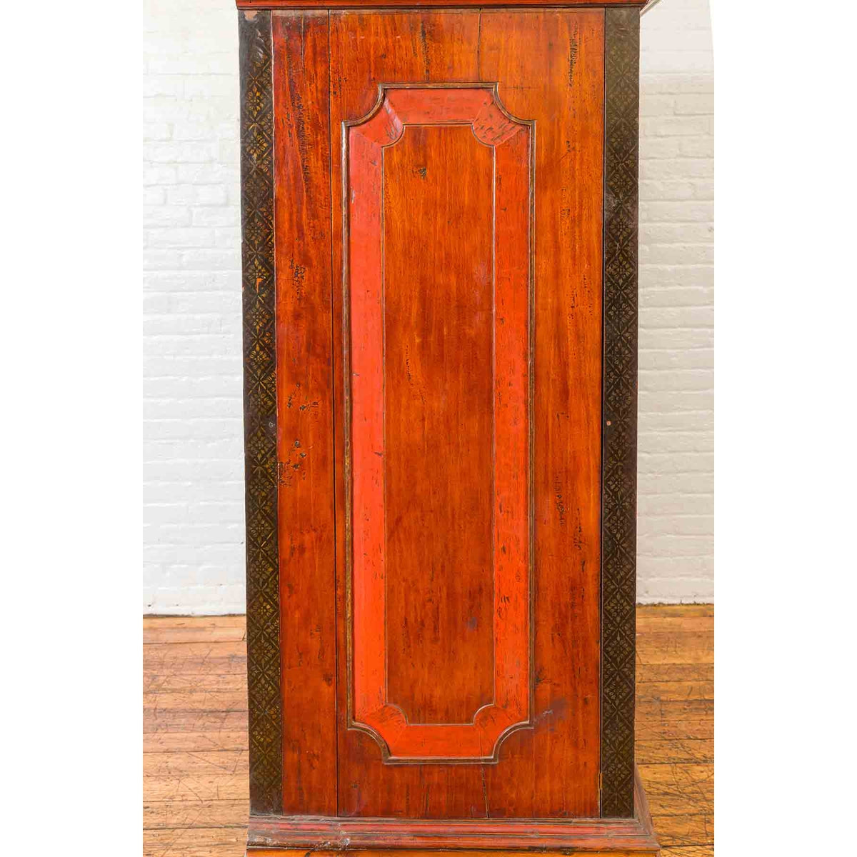 Dutch Colonial Antique Lacquered Wood Cabinet with Glass Doors and Cabriole Legs-10. Asian & Chinese Furniture, Art, Antiques, Vintage Home Décor for sale at FEA Home