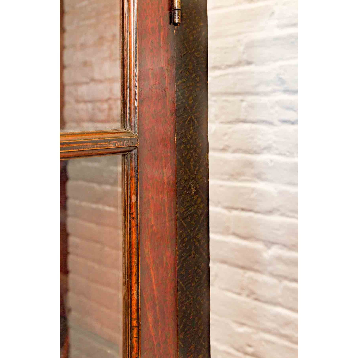 Dutch Colonial Antique Lacquered Wood Cabinet with Glass Doors and Cabriole Legs-13. Asian & Chinese Furniture, Art, Antiques, Vintage Home Décor for sale at FEA Home