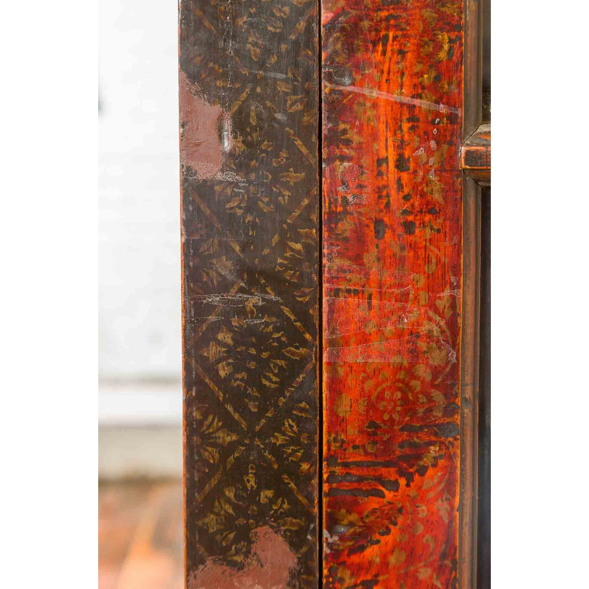 Dutch Colonial Antique Lacquered Wood Cabinet with Glass Doors and Cabriole Legs-12. Asian & Chinese Furniture, Art, Antiques, Vintage Home Décor for sale at FEA Home