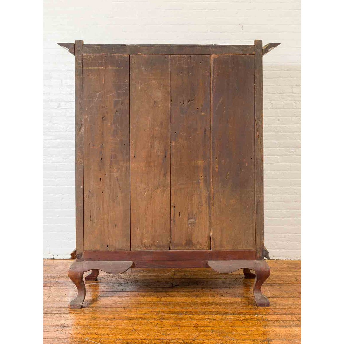 Dutch Colonial Antique Lacquered Wood Cabinet with Glass Doors and Cabriole Legs-15. Asian & Chinese Furniture, Art, Antiques, Vintage Home Décor for sale at FEA Home