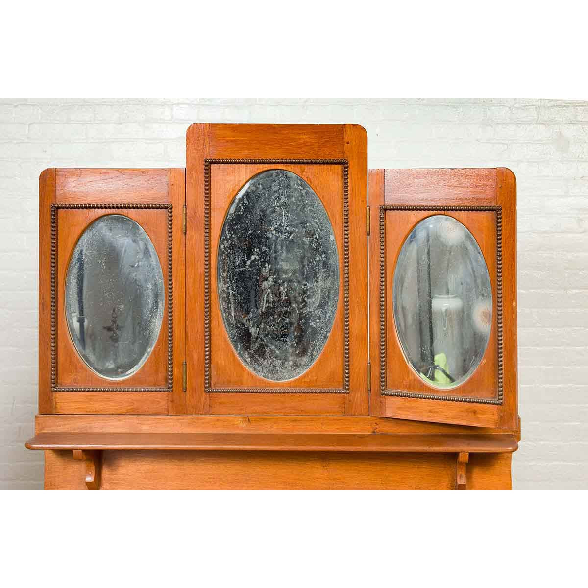 Vintage Woman's Vanity with Mirrored Panels, Single Drawer and Lower Shelf-5. Asian & Chinese Furniture, Art, Antiques, Vintage Home Décor for sale at FEA Home