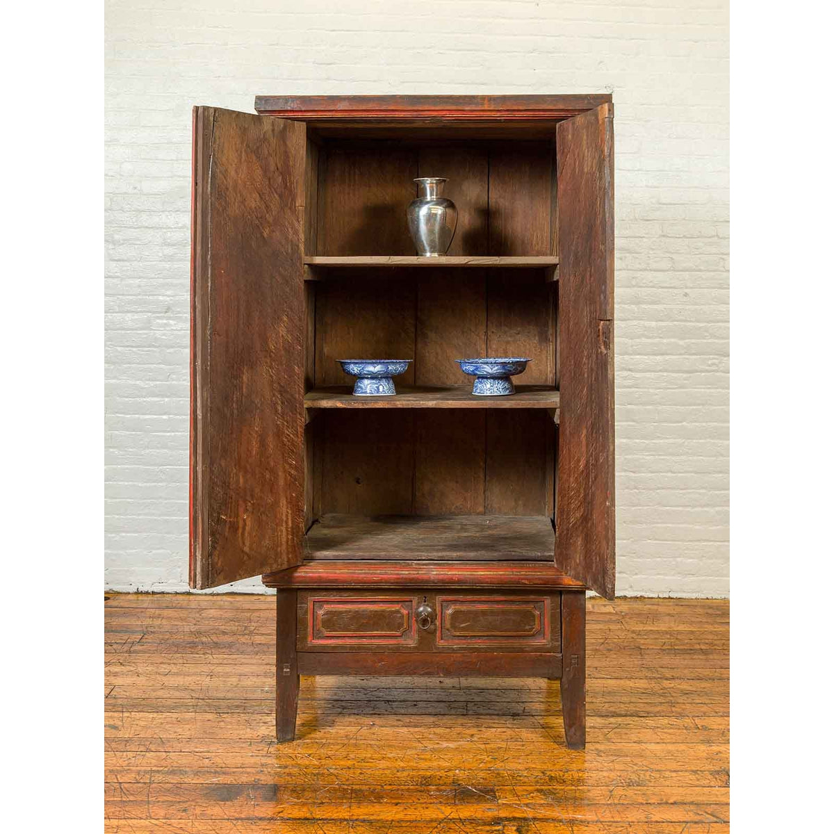 Dutch Colonial 19th Century Cabinet with Polychrome Finish and Carved Sides-3. Asian & Chinese Furniture, Art, Antiques, Vintage Home Décor for sale at FEA Home