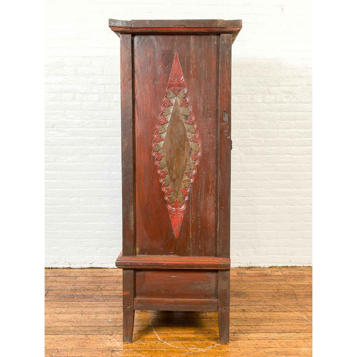 Dutch Colonial 19th Century Cabinet with Polychrome Finish and Carved Sides-7. Asian & Chinese Furniture, Art, Antiques, Vintage Home Décor for sale at FEA Home