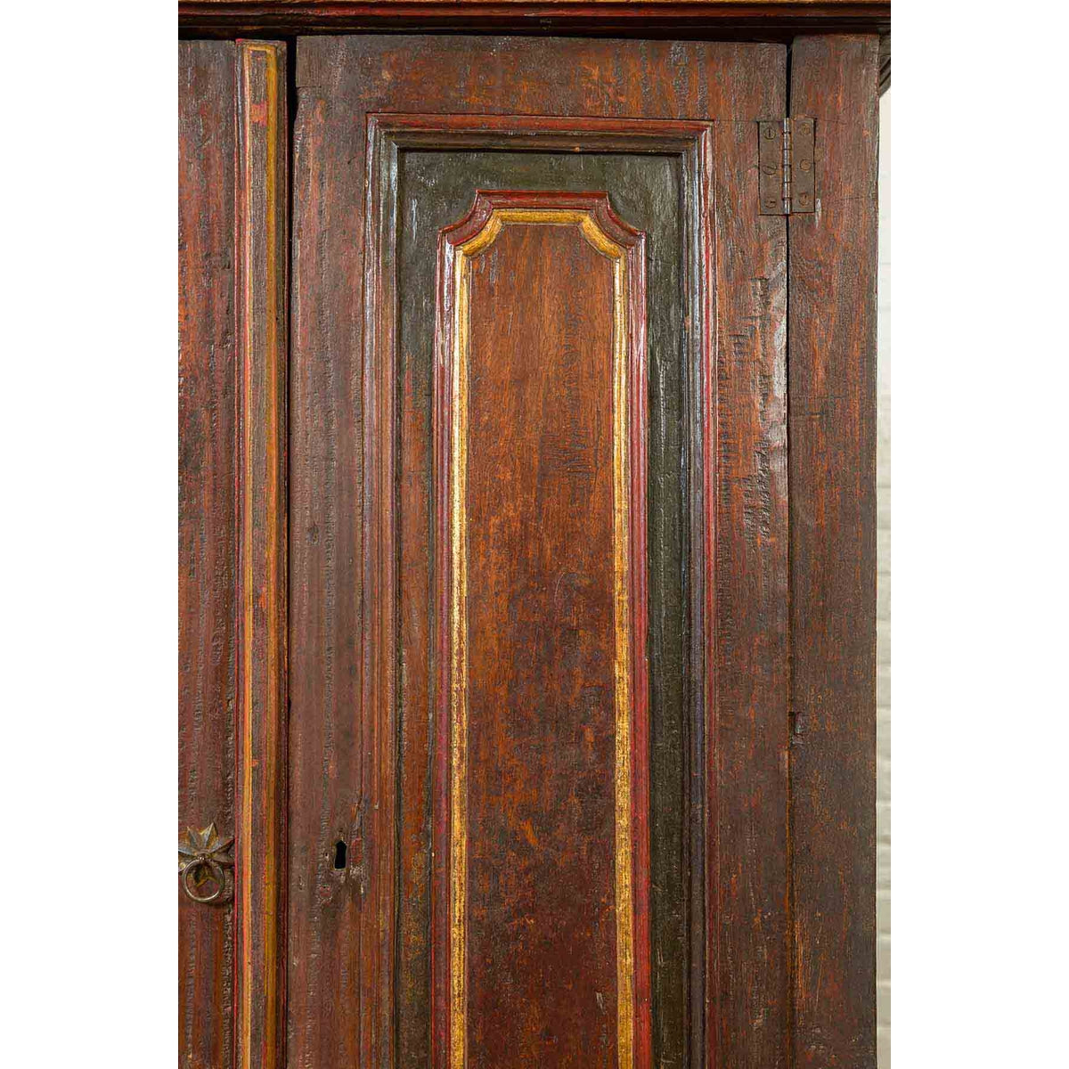 Dutch Colonial 19th Century Cabinet with Polychrome Finish and Carved Sides-12. Asian & Chinese Furniture, Art, Antiques, Vintage Home Décor for sale at FEA Home