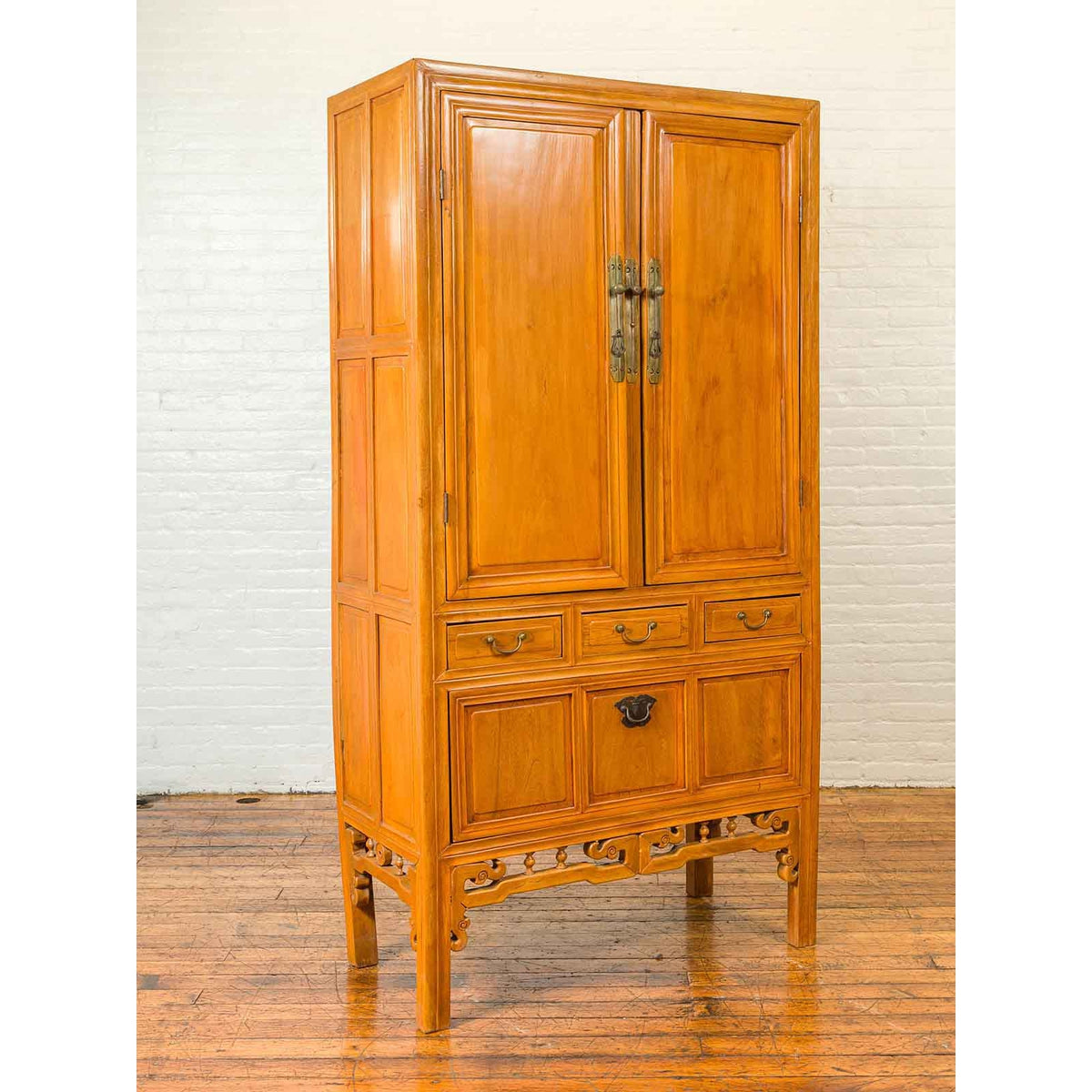 Chinese Ming Dynasty Style Elm Cabinet with Doors, Drawers and Removable Panel-5. Asian & Chinese Furniture, Art, Antiques, Vintage Home Décor for sale at FEA Home