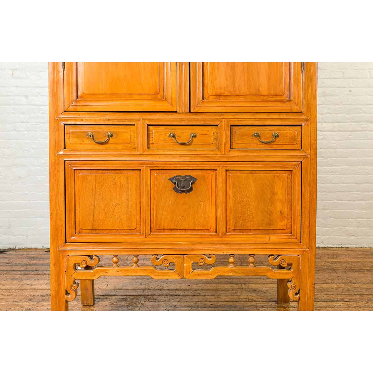 Chinese Ming Dynasty Style Elm Cabinet with Doors, Drawers and Removable Panel-8. Asian & Chinese Furniture, Art, Antiques, Vintage Home Décor for sale at FEA Home