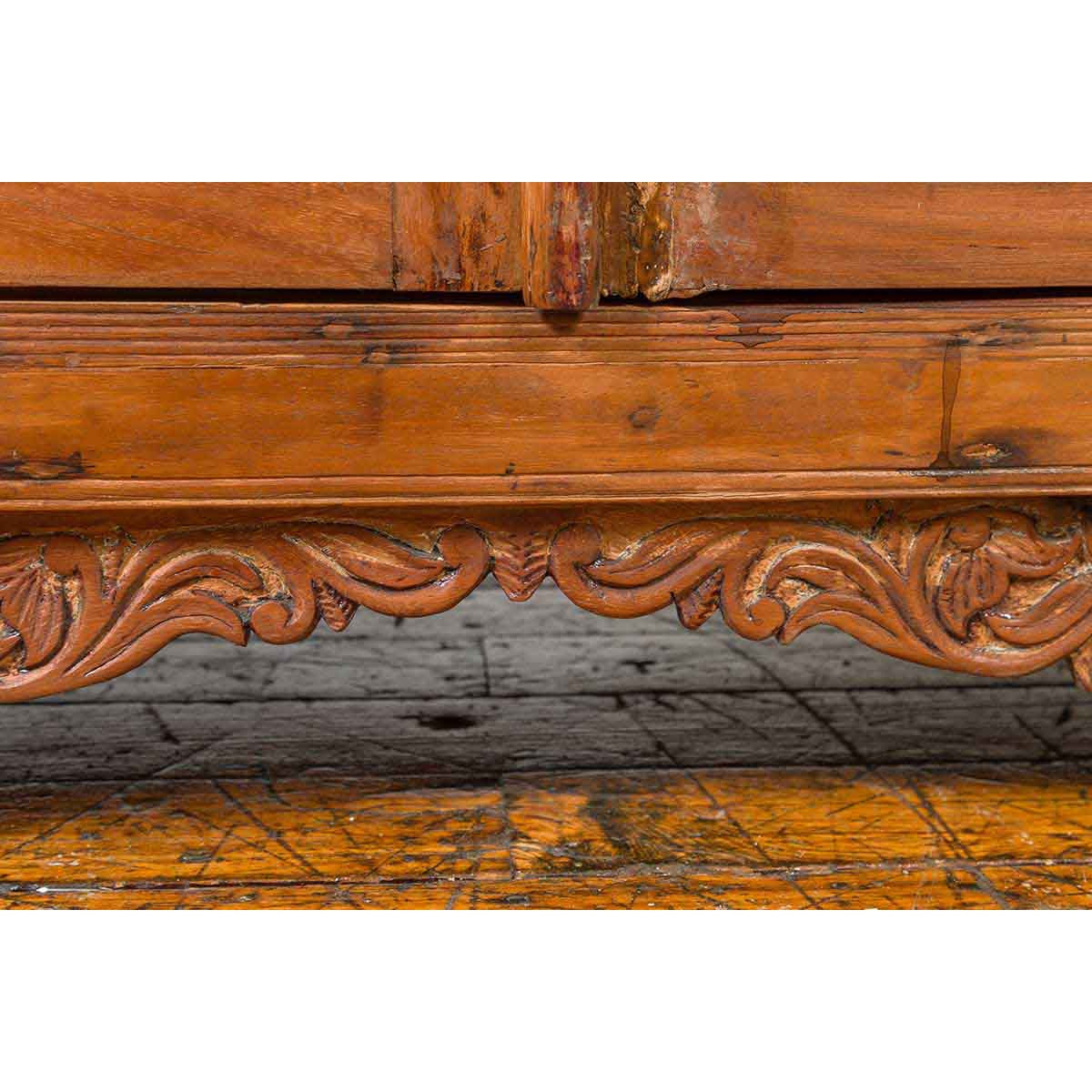 Indian 19th Century Tall Cabinet with Carved Scrolling Foliage and Beaded Motifs-12. Asian & Chinese Furniture, Art, Antiques, Vintage Home Décor for sale at FEA Home