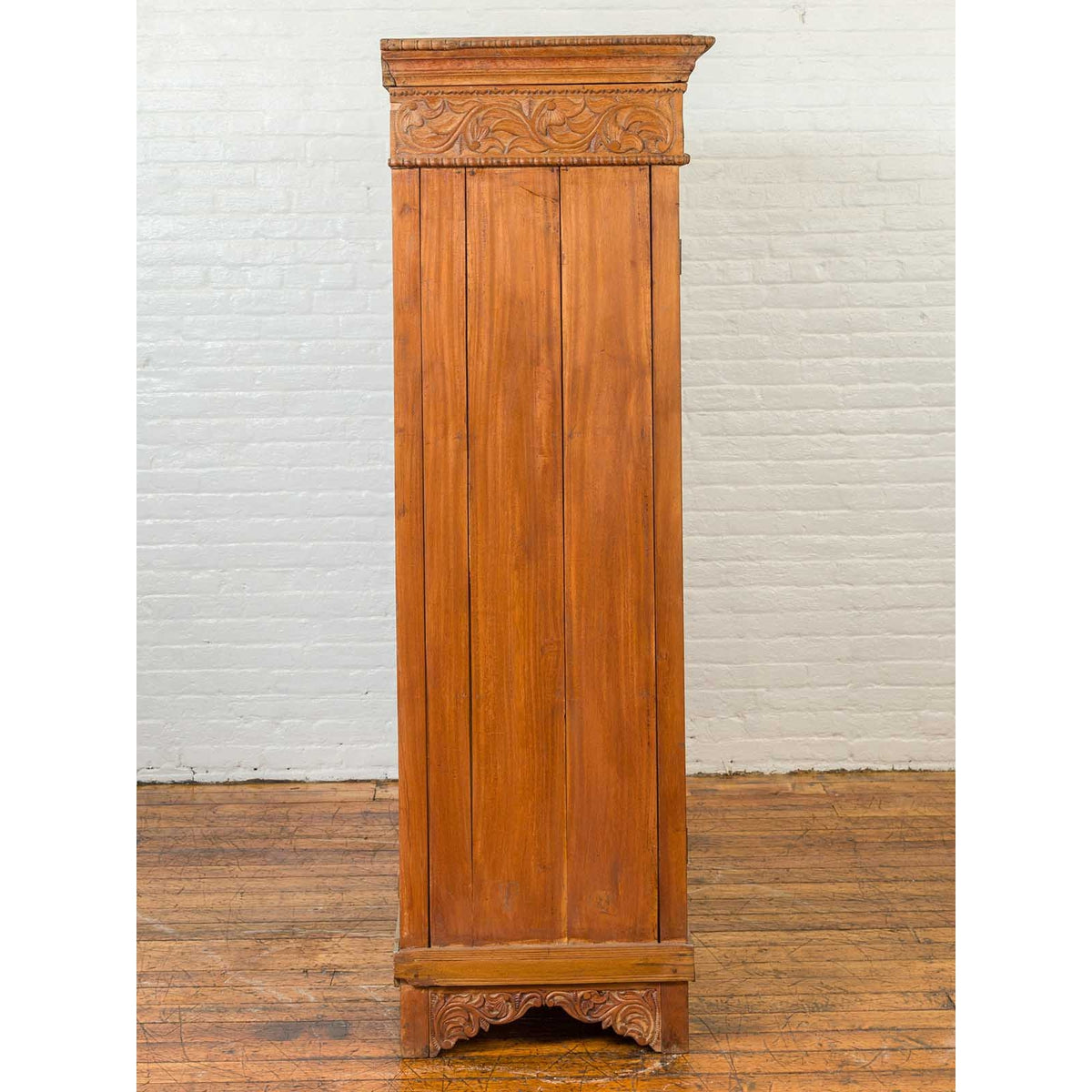 Indian 19th Century Tall Cabinet with Carved Scrolling Foliage and Beaded Motifs-17. Asian & Chinese Furniture, Art, Antiques, Vintage Home Décor for sale at FEA Home