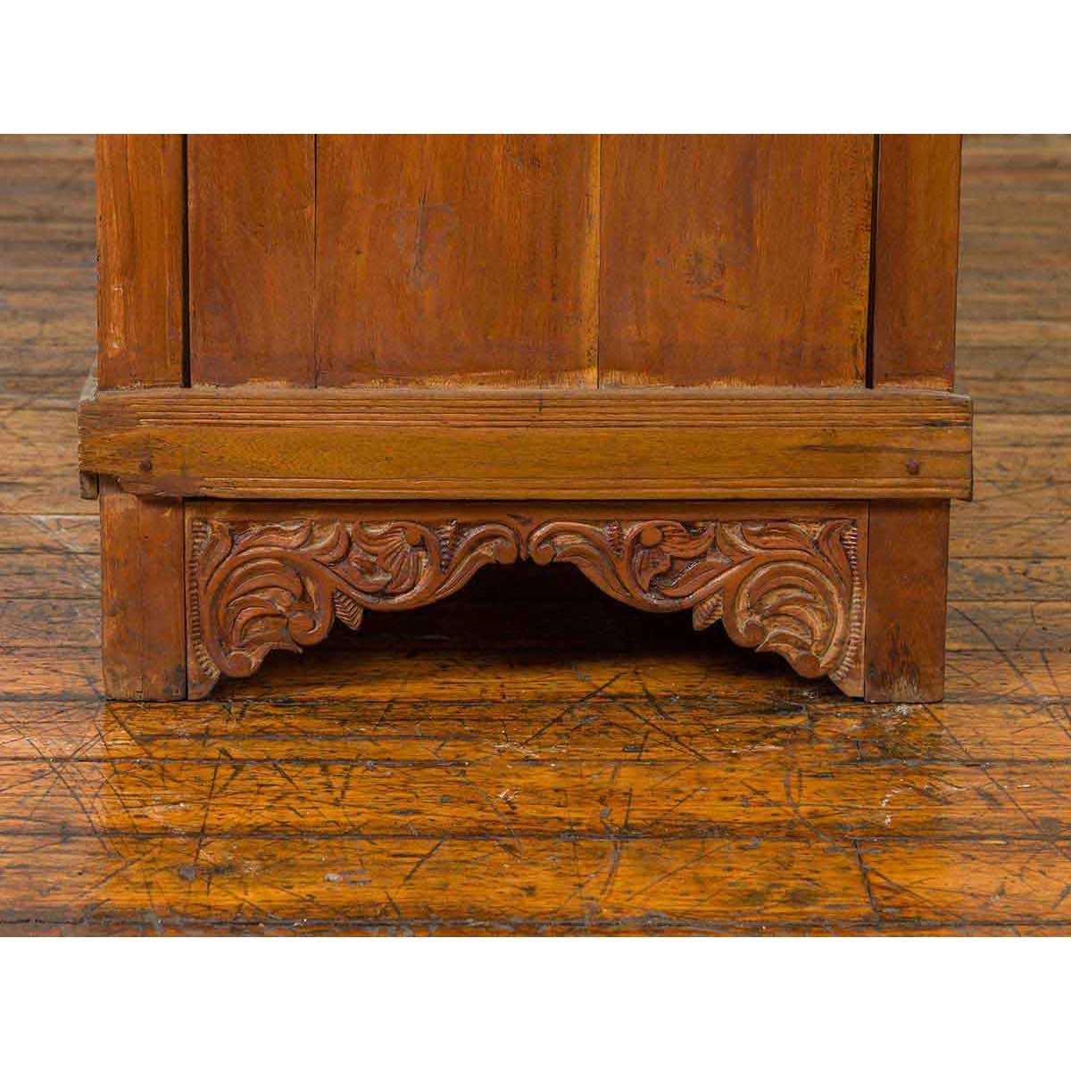 Indian 19th Century Tall Cabinet with Carved Scrolling Foliage and Beaded Motifs-15. Asian & Chinese Furniture, Art, Antiques, Vintage Home Décor for sale at FEA Home