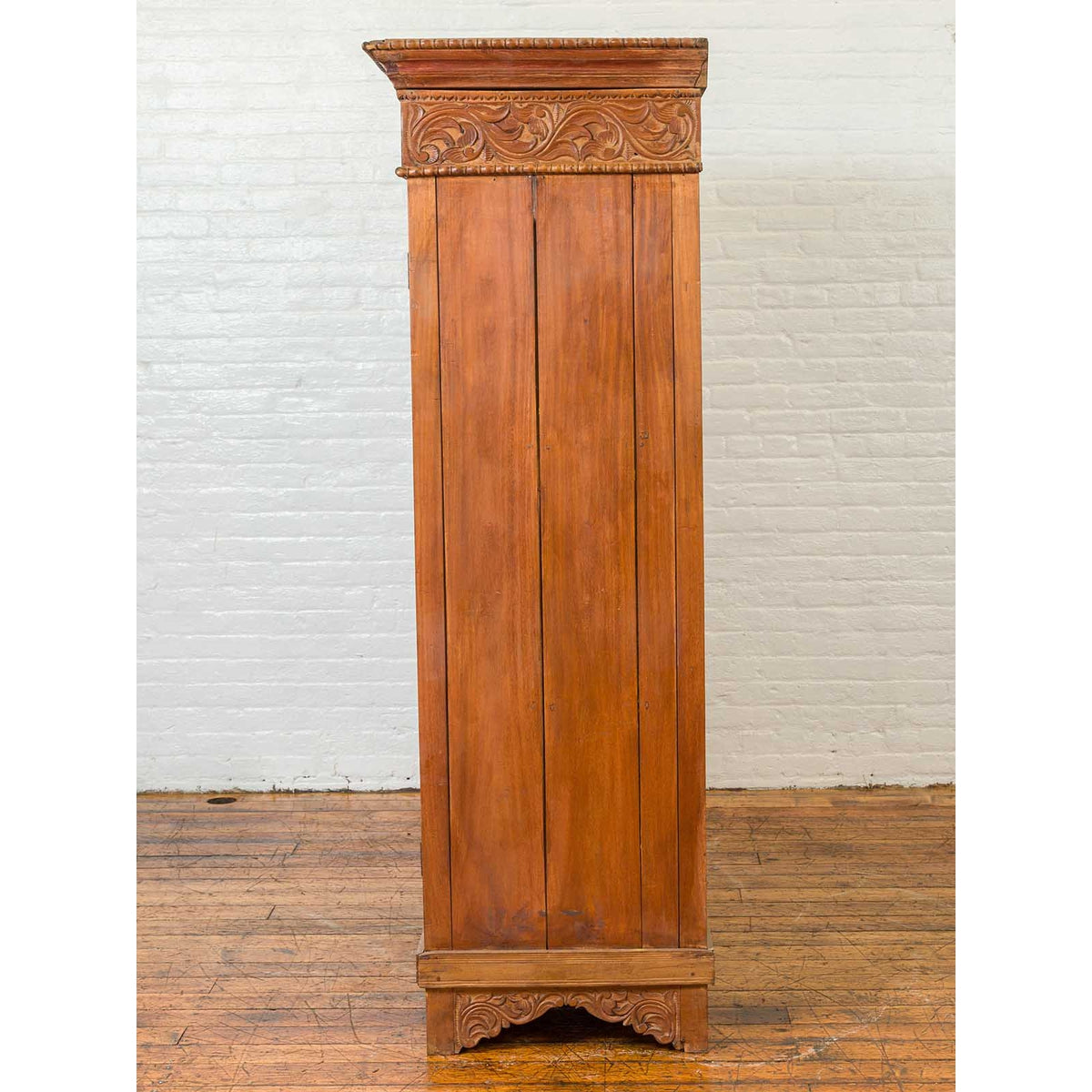 Indian 19th Century Tall Cabinet with Carved Scrolling Foliage and Beaded Motifs-13. Asian & Chinese Furniture, Art, Antiques, Vintage Home Décor for sale at FEA Home