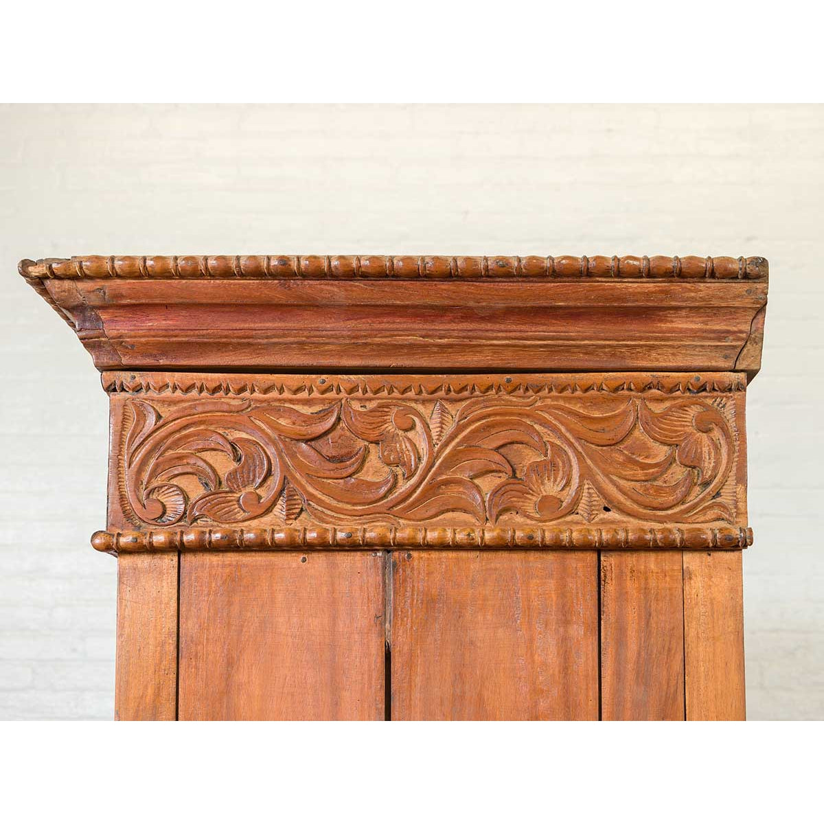 Indian 19th Century Tall Cabinet with Carved Scrolling Foliage and Beaded Motifs-7. Asian & Chinese Furniture, Art, Antiques, Vintage Home Décor for sale at FEA Home