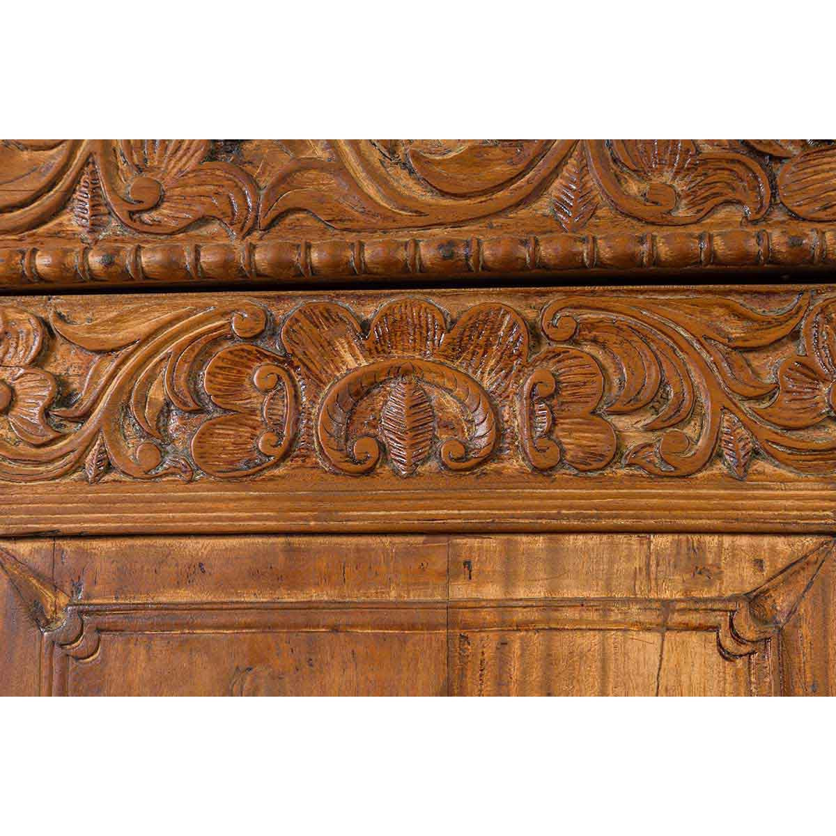 Indian 19th Century Tall Cabinet with Carved Scrolling Foliage and Beaded Motifs-10. Asian & Chinese Furniture, Art, Antiques, Vintage Home Décor for sale at FEA Home