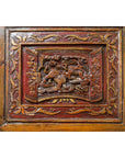 Large Chinese Qing Elm Armoire with Carved Motifs and Red Lacquered Accents-9. Asian & Chinese Furniture, Art, Antiques, Vintage Home Décor for sale at FEA Home