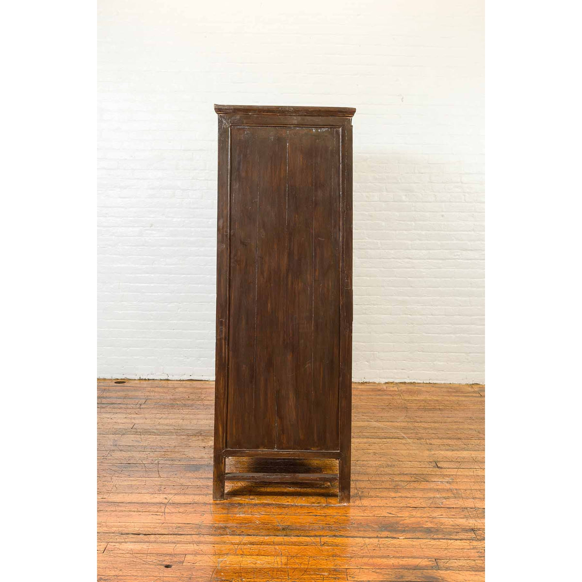 Large Chinese Qing Elm Armoire with Carved Motifs and Red Lacquered Accents-17. Asian & Chinese Furniture, Art, Antiques, Vintage Home Décor for sale at FEA Home