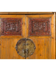 Large Chinese Qing Elm Armoire with Carved Motifs and Red Lacquered Accents-5. Asian & Chinese Furniture, Art, Antiques, Vintage Home Décor for sale at FEA Home