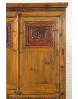 Large Chinese Qing Elm Armoire with Carved Motifs and Red Lacquered Accents-7. Asian & Chinese Furniture, Art, Antiques, Vintage Home Décor for sale at FEA Home