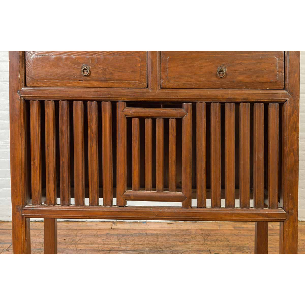 Chinese Vintage Cabinet with Fretwork Design, Doors and Drawers-12. Asian & Chinese Furniture, Art, Antiques, Vintage Home Décor for sale at FEA Home