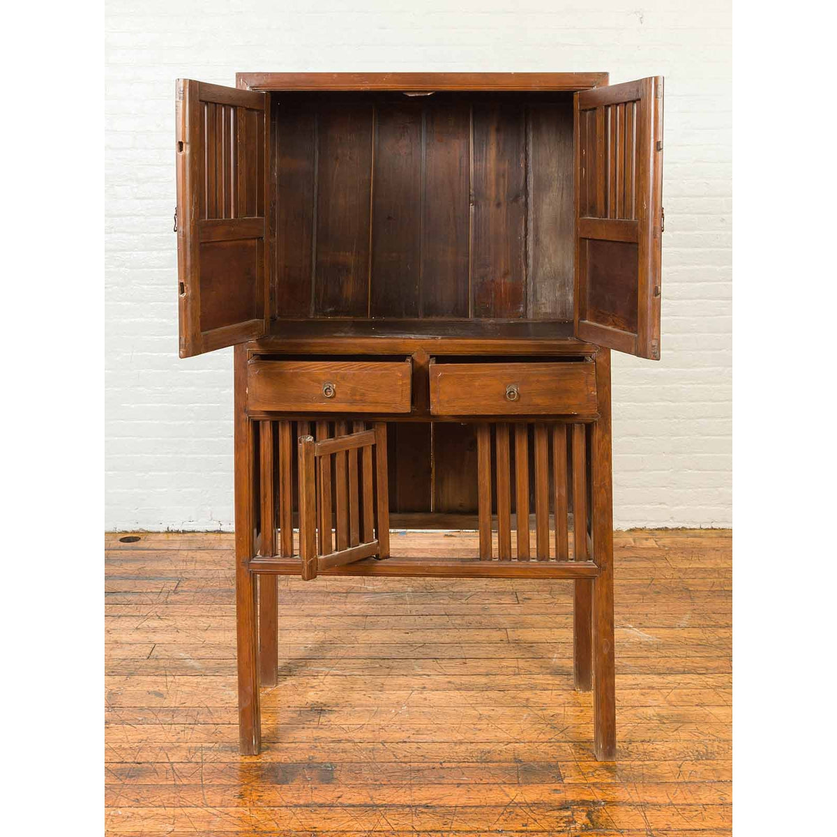 Chinese Vintage Cabinet with Fretwork Design, Doors and Drawers-13. Asian & Chinese Furniture, Art, Antiques, Vintage Home Décor for sale at FEA Home