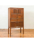 Chinese Vintage Cabinet with Fretwork Design, Doors and Drawers-4. Asian & Chinese Furniture, Art, Antiques, Vintage Home Décor for sale at FEA Home