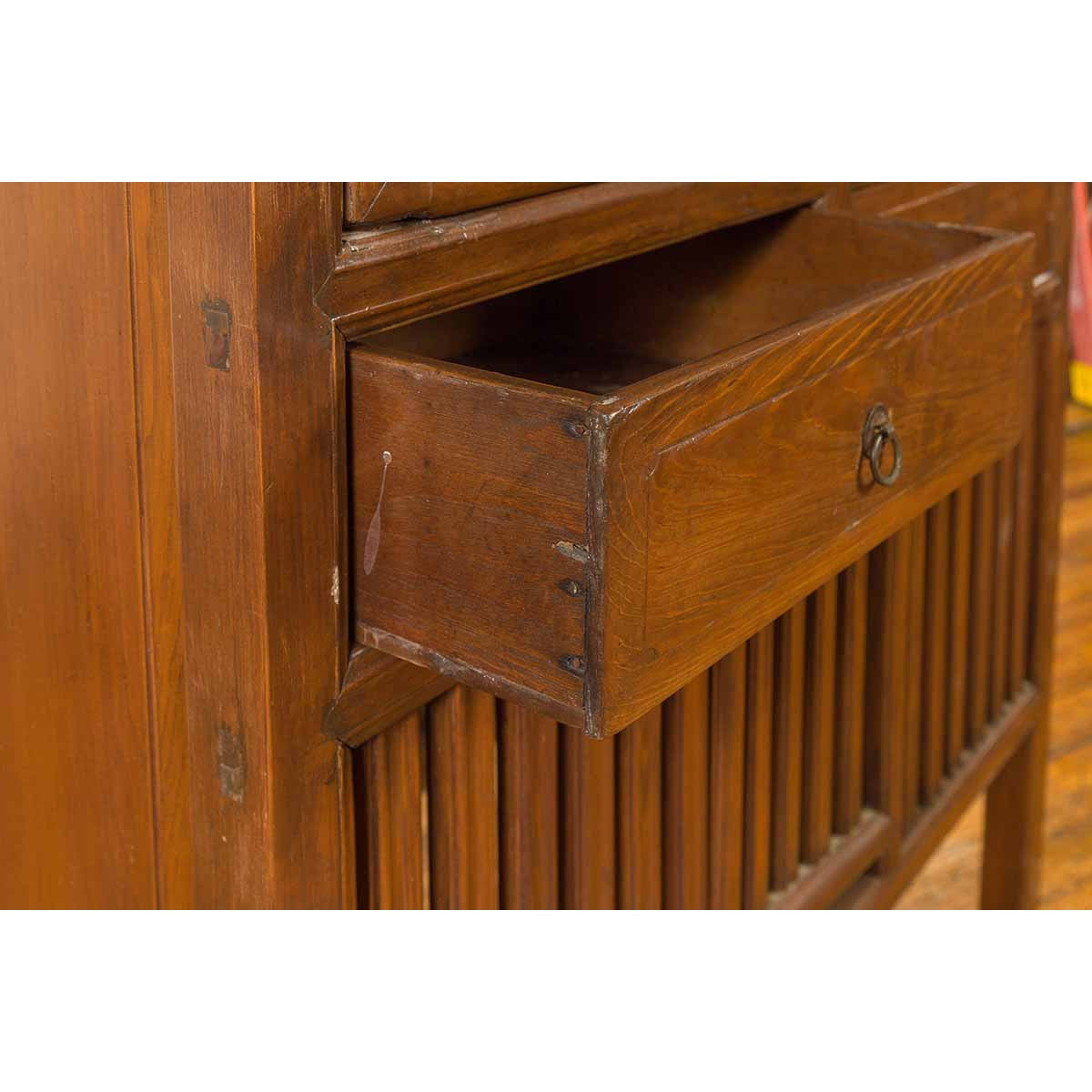 Chinese Vintage Cabinet with Fretwork Design, Doors and Drawers-8. Asian & Chinese Furniture, Art, Antiques, Vintage Home Décor for sale at FEA Home