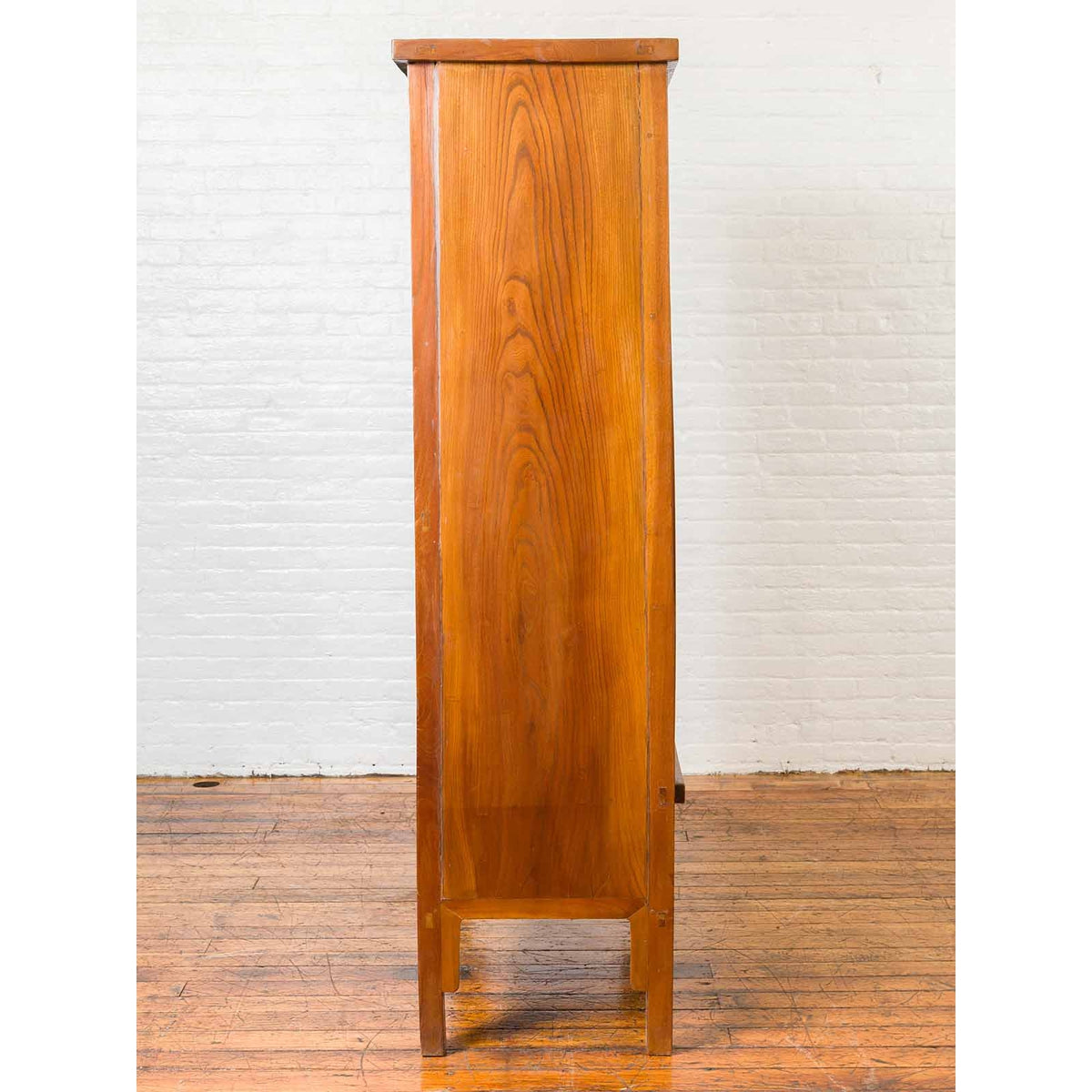 Chinese Qing Dynasty Elmwood Cabinet with Bronze Medallion and Inner Drawers-11. Asian & Chinese Furniture, Art, Antiques, Vintage Home Décor for sale at FEA Home
