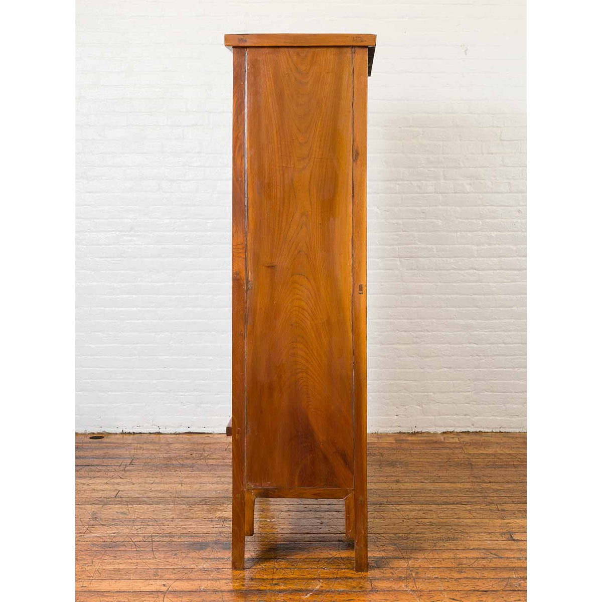 Chinese Qing Dynasty Elmwood Cabinet with Bronze Medallion and Inner Drawers-13. Asian & Chinese Furniture, Art, Antiques, Vintage Home Décor for sale at FEA Home
