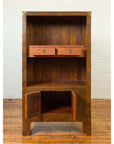 Chinese 19th Century Elmwood Bookcase with Doors, Drawers and Brass Hardware-3. Asian & Chinese Furniture, Art, Antiques, Vintage Home Décor for sale at FEA Home