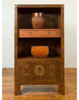 Chinese 19th Century Elmwood Bookcase with Doors, Drawers and Brass Hardware-4. Asian & Chinese Furniture, Art, Antiques, Vintage Home Décor for sale at FEA Home