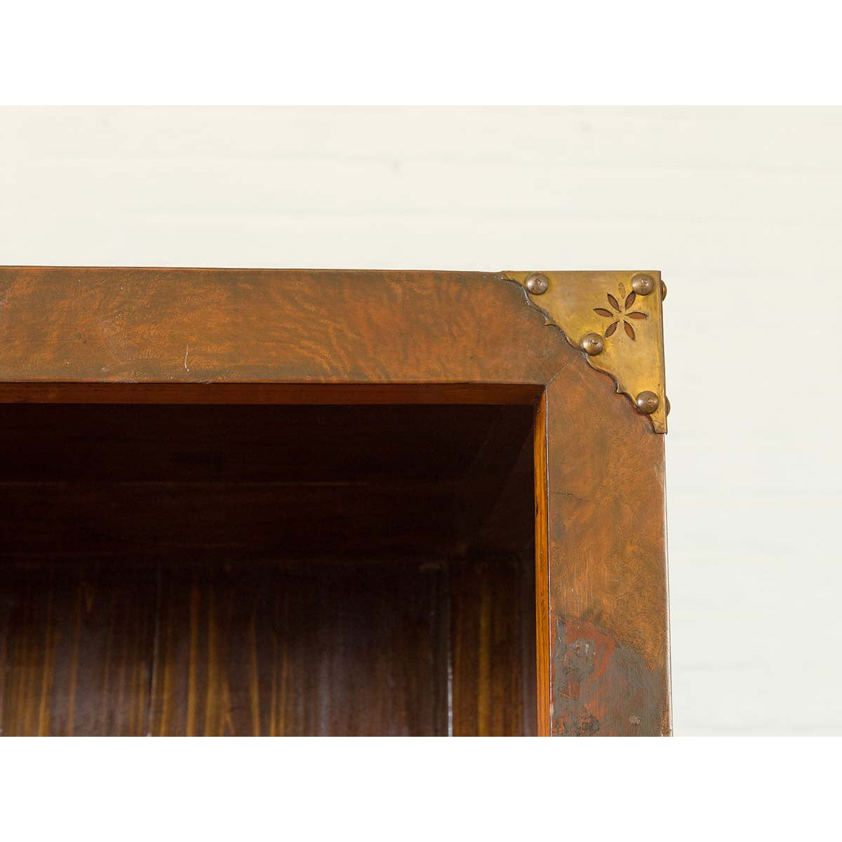 Chinese 19th Century Elmwood Bookcase with Doors, Drawers and Brass Hardware-7. Asian & Chinese Furniture, Art, Antiques, Vintage Home Décor for sale at FEA Home