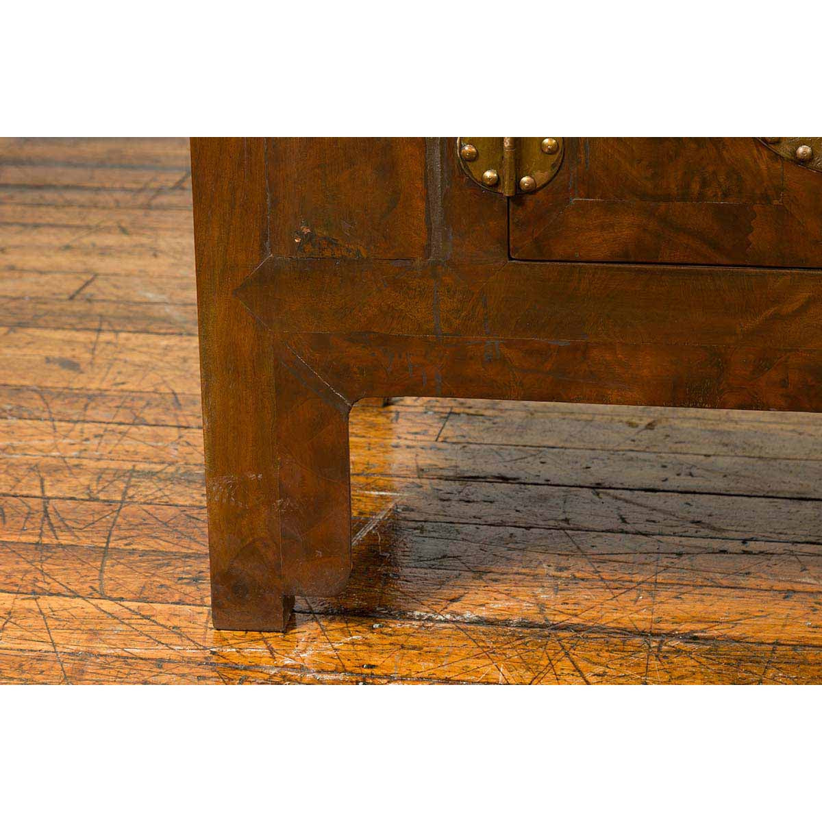 Chinese 19th Century Elmwood Bookcase with Doors, Drawers and Brass Hardware-11. Asian & Chinese Furniture, Art, Antiques, Vintage Home Décor for sale at FEA Home