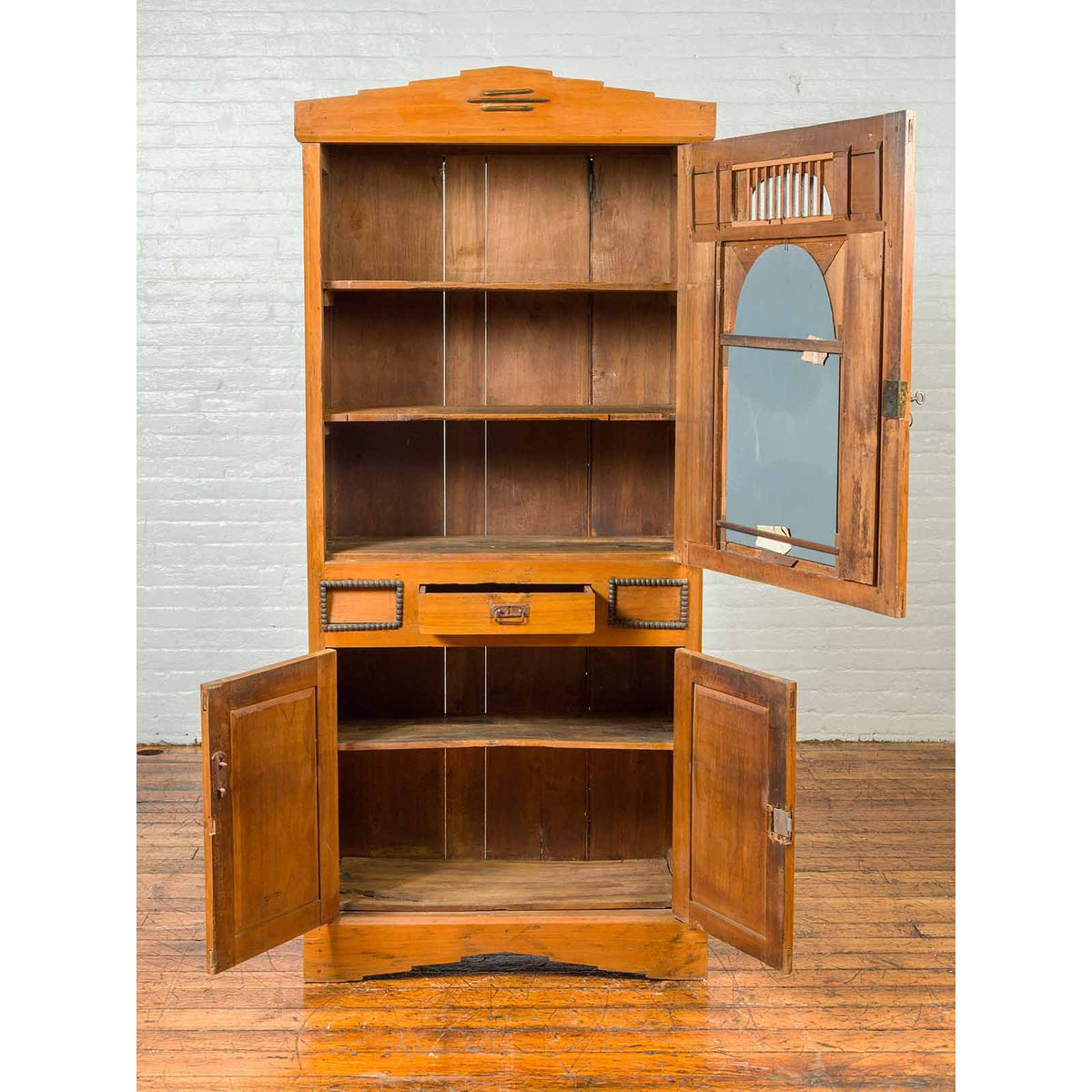 Vintage Dutch Colonial Cabinet with Doors, Drawers and Mirrored Front-10. Asian & Chinese Furniture, Art, Antiques, Vintage Home Décor for sale at FEA Home