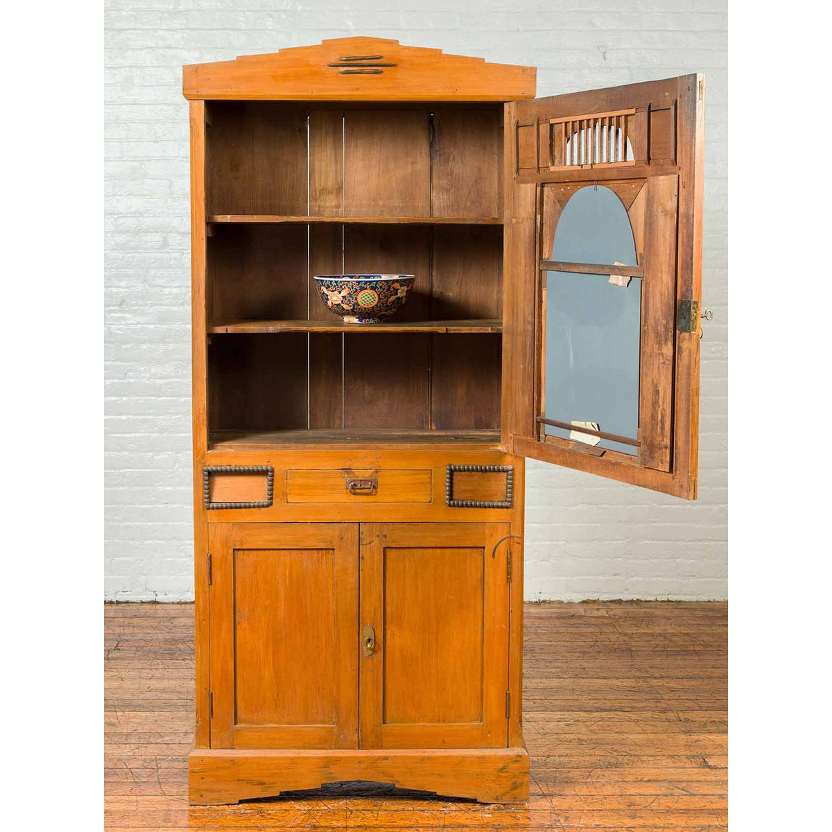 Vintage Dutch Colonial Cabinet with Doors, Drawers and Mirrored Front-11. Asian & Chinese Furniture, Art, Antiques, Vintage Home Décor for sale at FEA Home