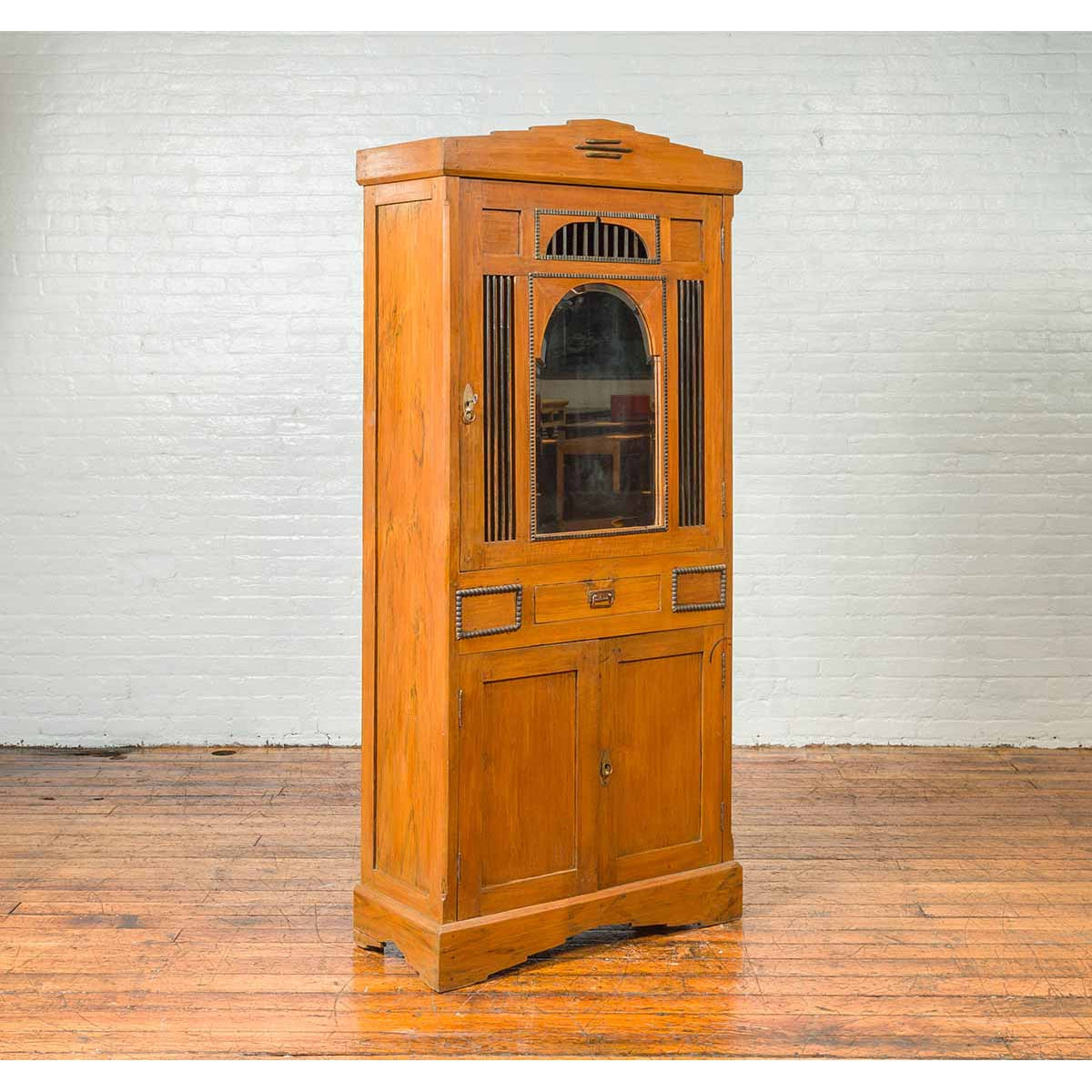 Vintage Dutch Colonial Cabinet with Doors, Drawers and Mirrored Front-3. Asian & Chinese Furniture, Art, Antiques, Vintage Home Décor for sale at FEA Home