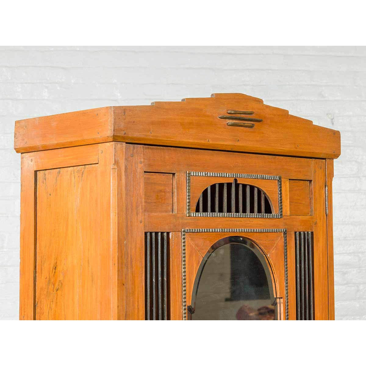 Vintage Dutch Colonial Cabinet with Doors, Drawers and Mirrored Front-4. Asian & Chinese Furniture, Art, Antiques, Vintage Home Décor for sale at FEA Home