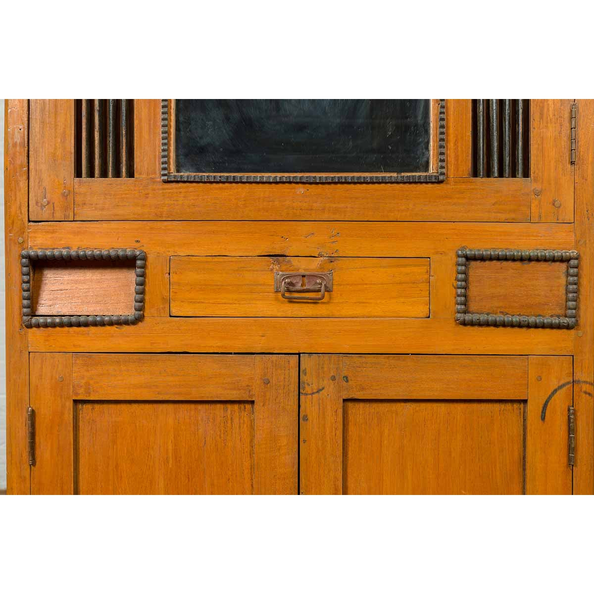 Vintage Dutch Colonial Cabinet with Doors, Drawers and Mirrored Front-8. Asian & Chinese Furniture, Art, Antiques, Vintage Home Décor for sale at FEA Home