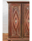 Antique Indonesian Wooden Cabinet with Carved and Painted Geometric Motifs-7. Asian & Chinese Furniture, Art, Antiques, Vintage Home Décor for sale at FEA Home