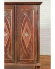 Antique Indonesian Wooden Cabinet with Carved and Painted Geometric Motifs-8. Asian & Chinese Furniture, Art, Antiques, Vintage Home Décor for sale at FEA Home