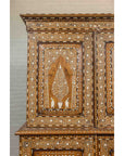 Vintage Anglo Indian Sheesham Wood Wardrobe Cabinet with Bone Inlay and Birds-7. Asian & Chinese Furniture, Art, Antiques, Vintage Home Décor for sale at FEA Home