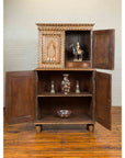 Vintage Anglo Indian Sheesham Wood Wardrobe Cabinet with Bone Inlay and Birds-3. Asian & Chinese Furniture, Art, Antiques, Vintage Home Décor for sale at FEA Home