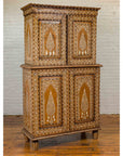 Vintage Anglo Indian Sheesham Wood Wardrobe Cabinet with Bone Inlay and Birds-5. Asian & Chinese Furniture, Art, Antiques, Vintage Home Décor for sale at FEA Home