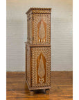 Vintage Anglo Indian Sheesham Wood Wardrobe Cabinet with Bone Inlay and Birds-16. Asian & Chinese Furniture, Art, Antiques, Vintage Home Décor for sale at FEA Home