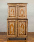 Vintage Anglo Indian Sheesham Wood Wardrobe Cabinet with Bone Inlay and Birds-2. Asian & Chinese Furniture, Art, Antiques, Vintage Home Décor for sale at FEA Home