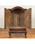 Dutch Colonial Late 19th Century Bonnet Top Cabinet with Carved Doors and Apron-13. Asian & Chinese Furniture, Art, Antiques, Vintage Home Décor for sale at FEA Home