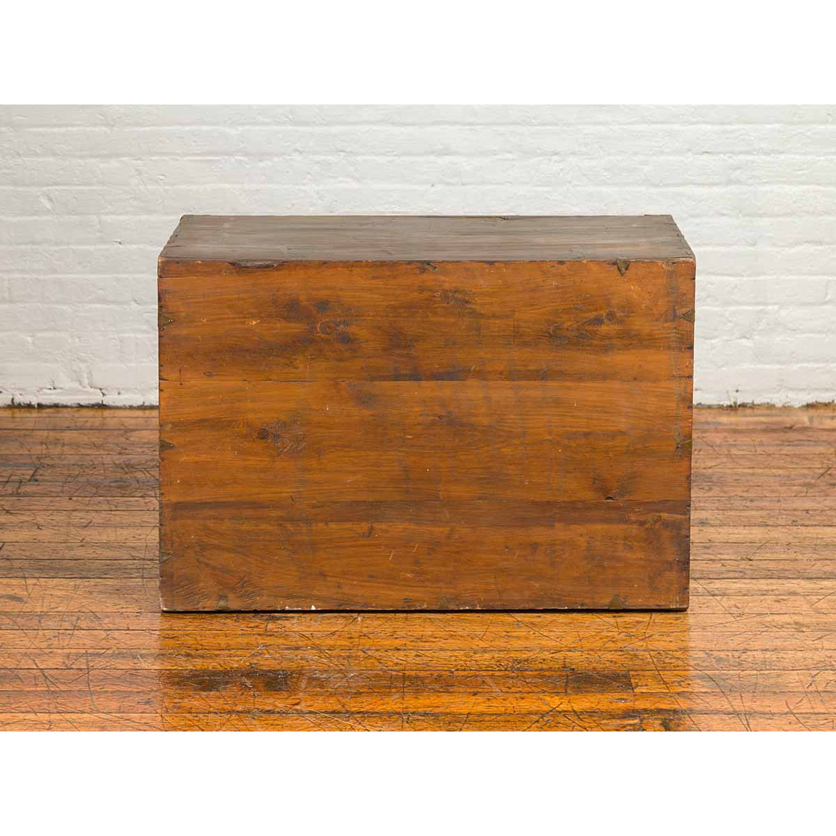 Korean Side Cabinet with Geometric Façade, Brass Hardware and Double Doors-17. Asian & Chinese Furniture, Art, Antiques, Vintage Home Décor for sale at FEA Home