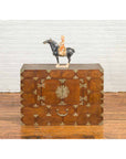 Korean Side Cabinet with Geometric Façade, Brass Hardware and Double Doors-4. Asian & Chinese Furniture, Art, Antiques, Vintage Home Décor for sale at FEA Home