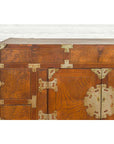 Korean Side Cabinet with Geometric Façade, Brass Hardware and Double Doors-6. Asian & Chinese Furniture, Art, Antiques, Vintage Home Décor for sale at FEA Home