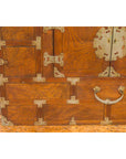 Korean Side Cabinet with Geometric Façade, Brass Hardware and Double Doors-8. Asian & Chinese Furniture, Art, Antiques, Vintage Home Décor for sale at FEA Home